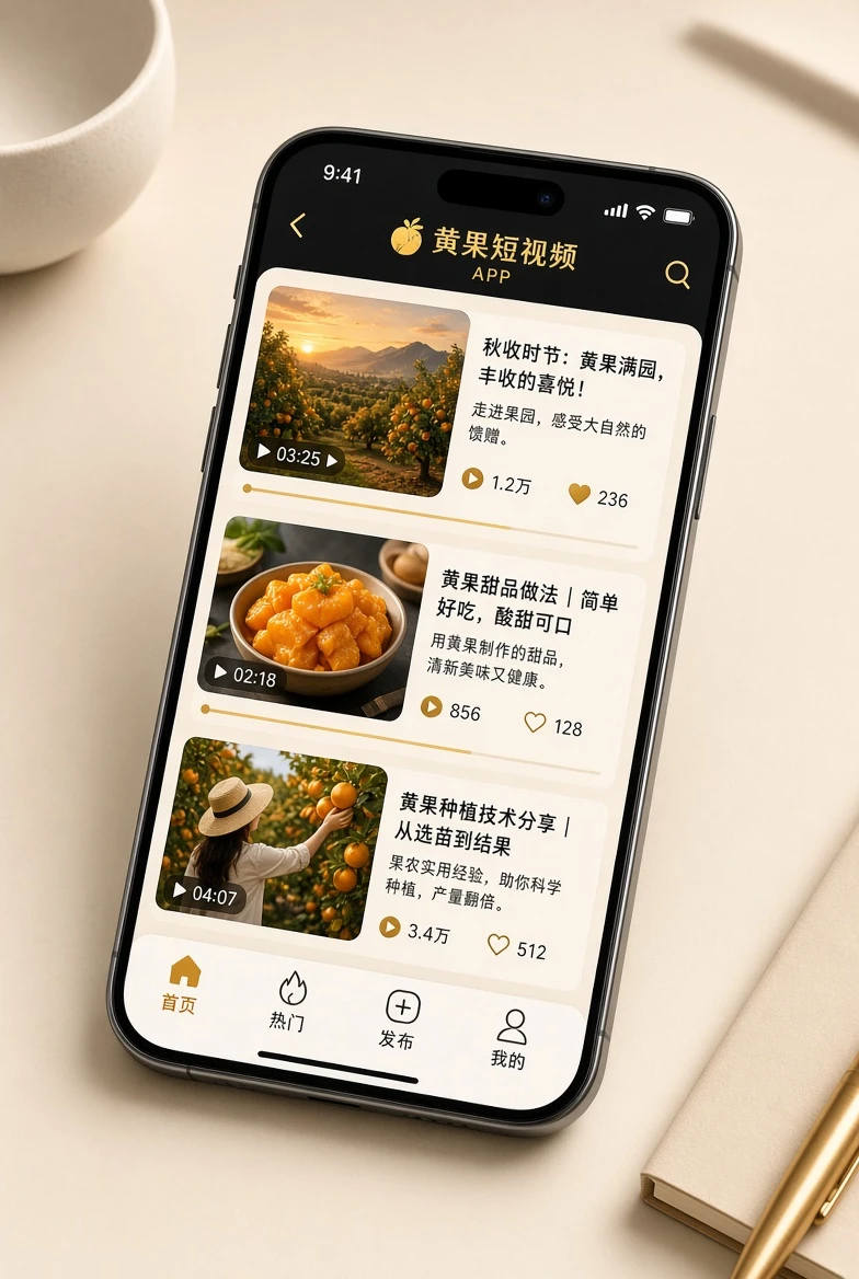 黄果短视频移动端服务画面